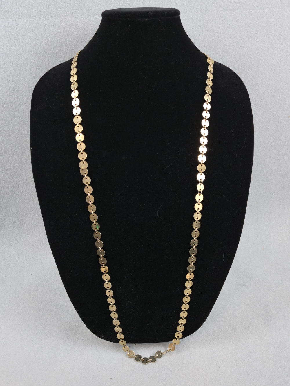 Vintage Gold Disc Station Long Necklace - 40" Layering Chain
